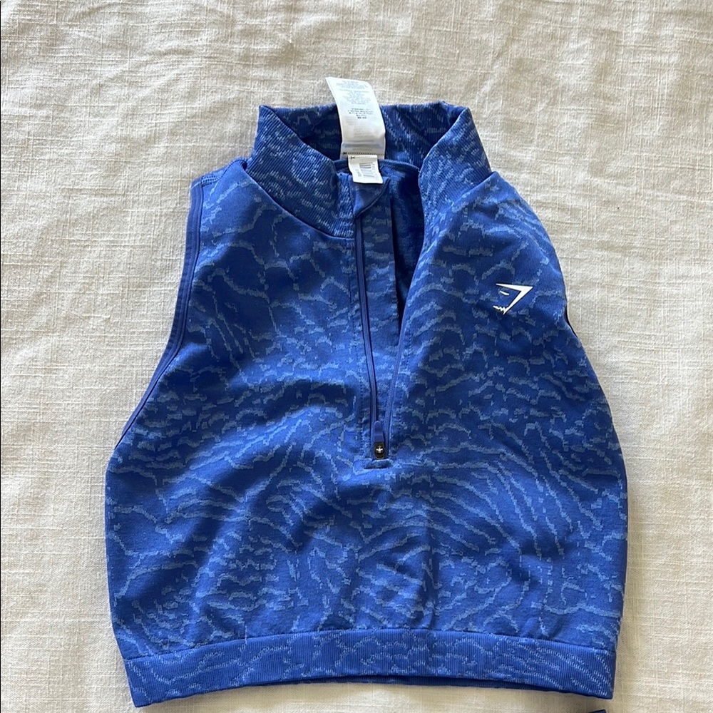 Blue Patterned Sleeveless Top